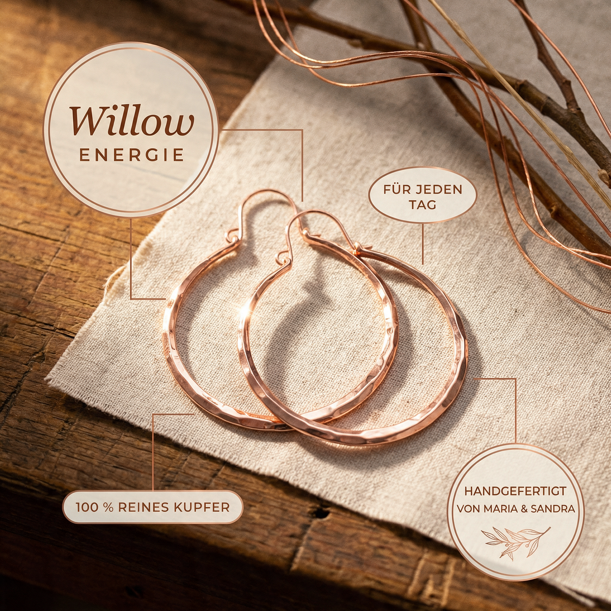 Alina's Willow Kupferohrringe