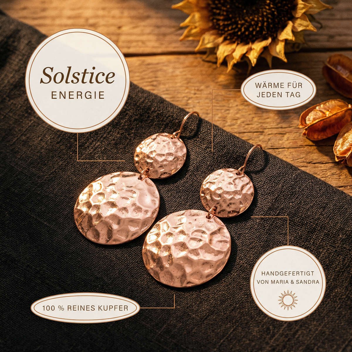 Alina's Solstice Kupferohrringe