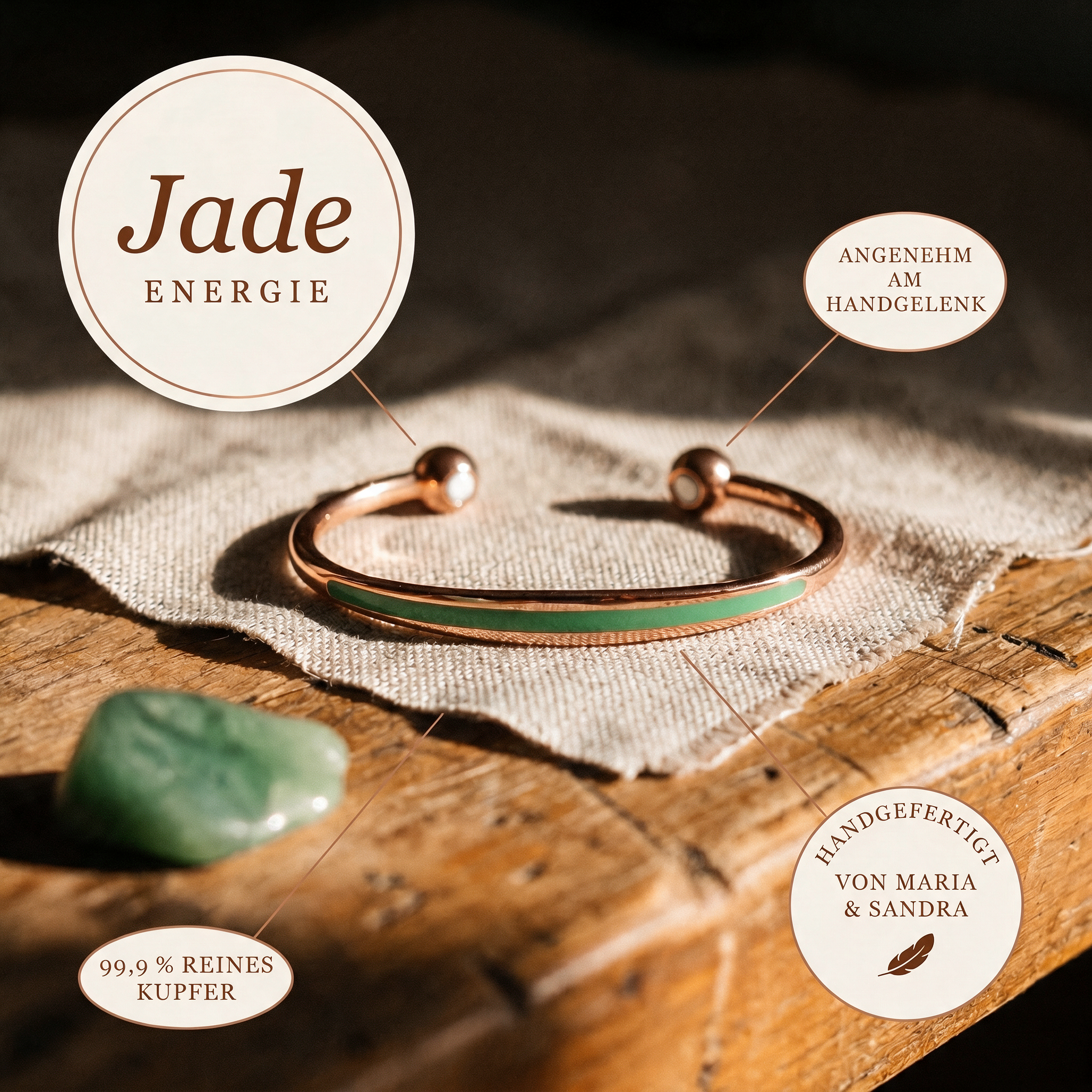 Alina's Jade Kupferarmband