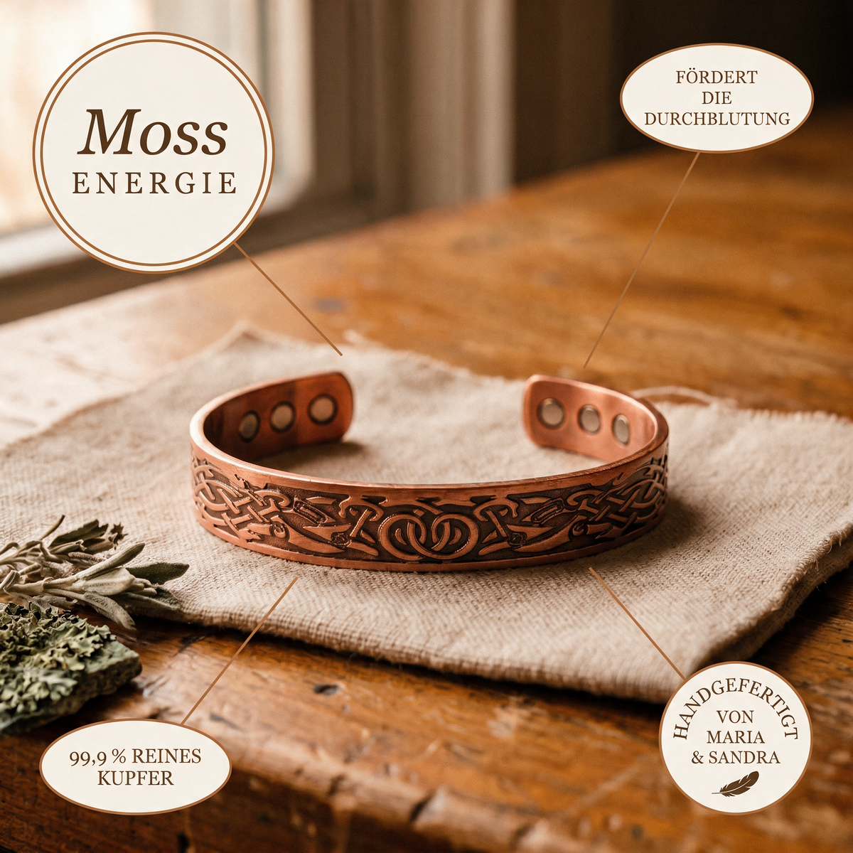 Alina's Moss Kupferarmband