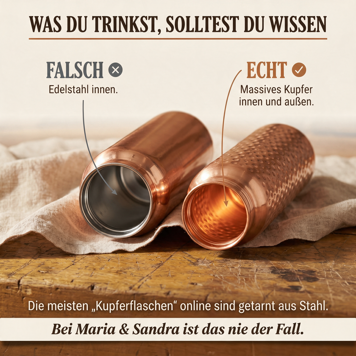 Alina's Reine Kupfer-Trinkflasche